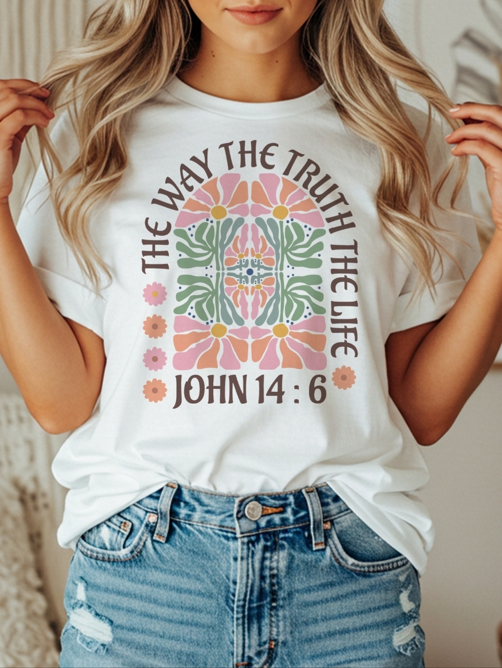 The Way The Truth The Life John 14:6 T-shirt | Floral Graphic Tee